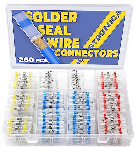 haisstronica - 260 conectores de alambre de sellado de soldadura, conectores de alambre impermeables, conectores de alambre termorretráctiles, autosoldadura para marina, estéreo (20 amarillos, 60