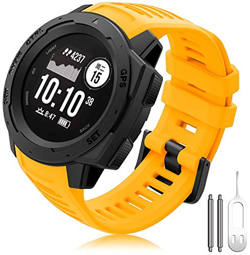 Compatible Garmin Instinct Strap, Silicone Band 22mm Bracelet Replacement Watch Strap for Garmin Instinct Sports GPS Smart Watch with Adapter Tools