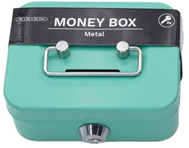 Kasmole Tirelire avec Clé | Caisse métallique verrouillable boîte de sécurité avec Serrure à clé avec 2 clés - pour Le Stockage des pièces de Monnaie de Petite Caisse