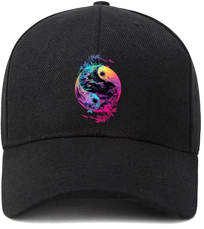 EDGMM Baseballkappe, Unisex, für Erwachsene, verstellbar, für Erwachsene, Psychedelisches Yin-Yang, Einheitsgröße