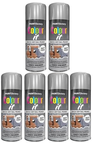 PNJB Grey Primer Spray Paint, Adhesion, Longevity And Durability, Smooth Primer, Flawless And Polished, All-Purpose Paint For Metal, Wood, & Plastic,250ml, (6PCS)