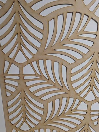 Panneau décoratif en bois - Cloison murale - Grille de radiateur Oregon - Décoration de meubles - Découpe au laser - Panneau MDF de 3 mm d'épaisseur - Dimensions : 1200 x 610 mm - Motif feuilles