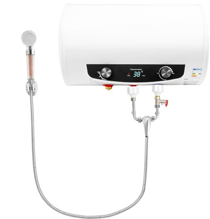 HOARLICN Elektrische Durchlauferhitzer, Durchlauferhitzer Küche 35l 34 X 56cm 2000w Mit Handbrause Hilfreicher Wasserhahn Porzellan Backen 220v Fur Küche, Toilette, Friseursalon
