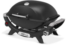 Weber Q2100N Barbacoa de Gas, Superficie de la Parrilla de 53 x 38 cm, Barbacoa portátil, 1 Quemador, Tapa Alta, Parrilla de 2 Secciones de Hierro Fundido esmaltado en Porcelana - Negro (1501081)