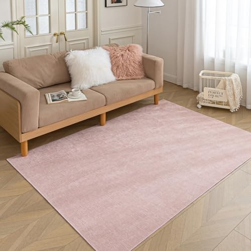 HARESLE Rosa Teppich Kurzflor, Waschbare Teppich Wohnzimmer, Teppiche Schlafzimmer Mädchen, Moderne Weiche Teppiche Kinderzimmer, rutschfeste Tepich für Küche Esszimmer, Lounge, Rosa - 80×120cm