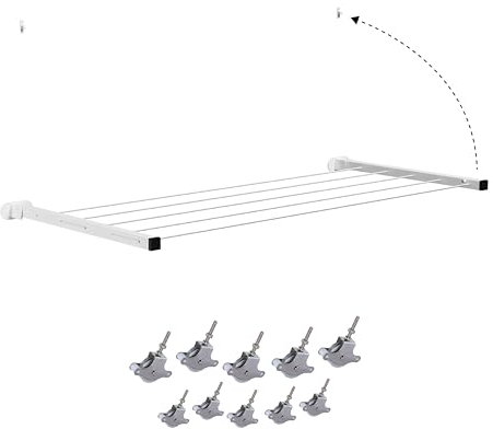 M.Pascual - Tendedero Pared Plegable | Longitud máxima 150 cm | 2 Barras y 10 poleas INOX