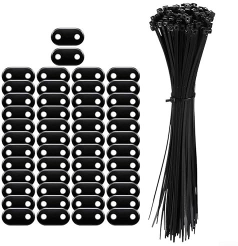 PVC Privacy Screen Mounting Kit with Cable Ties Black Weatherproof Mounting Clips for Garden Fence Balcony Railing Reed Mat Installation(50PCS)