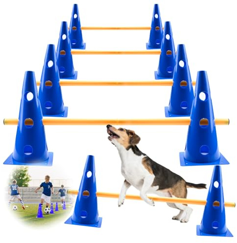 Zazafolora Agility Kit de barrière d'agilité pour chien - Pour petit chien - Cavaletti - obstacles pour chevaux - Parcours canin - Cavaletti réglables - Hauteur : 23 cm - 8 barres de 80 cm de long