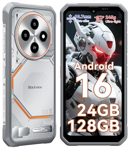 Blackview Fort 2 Rugged Smartphone Android 16, Ultra Sottile 10.7 mm, 24(8+16)GB+128GB/2TB Telefono Indistruttibile, Gemini AI, Display 6,56 HD+ 90 Hz, IP69K Impermeabile, 16 MP+13MP, 4G/NFC/OTG/GPS