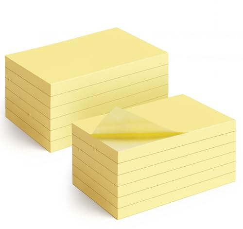 Agoer 1200 Sticky Notes Haftnotizen Set, 76 x 127 mm Notizzettel Klebend Gelb, Selbstklebende zum Erstellen Liste für Büro, Studie, Hause 100 Blatt pro Blöcken,12 Blöcken