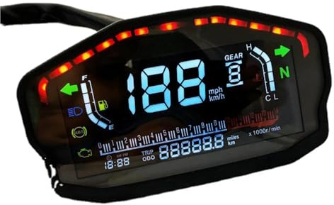 Tachymètre Compteur de vitesse LCD LED universel pour moto, odomètre numérique rétro-éclairé pour 1 2 4 cylindres adapté pour BMW Compteur Kilométrique