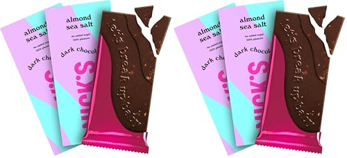 NICKS Bloques de chocolate negro con almendras y sal marina, sin azúcares añadidos, sin gluten, low carb, sin aceite de palma, vegan, keto (3x75g) (Paquete de 2)
