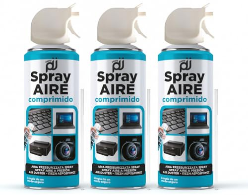 PRIME JJ- PACK 3 Spray de Aire comprimido a base de gas para limpieza de material electrónico, 400 ml (3)