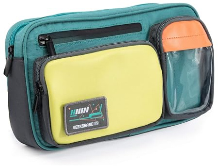 Geekshare Stor kapacitet multifunktionell switch reseväska - Färgkontrast Laser Messenger Bag Kompatibel med Switch/Switch OLED - Bärbar förvaringsväska för switch och speltillbehör