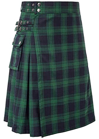 YAODAMAI Jupe de fête écossaise pour Hommes Mode Vintage Check Contraste Jupe plissée Guerrier médiéval Kilt