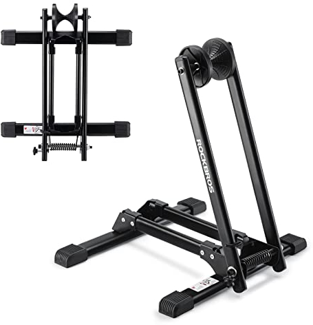 ROCKBROS Fahrradständer Fahrrad Faltbar Hinterradständer aus Kohlenstoffstahl Ideal für 24-27,5” Mountainbikes, Rennräder, Falträder