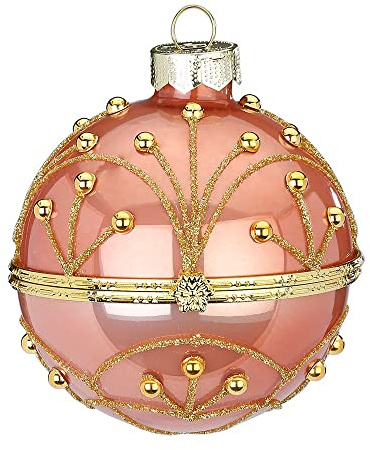 Weihnachtskugeln Glas 8cm Geschenkkugeln zum Befüllen Christbaumkugeln mit Ornamenten Altrosa