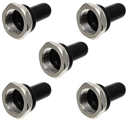 TEHAUX 5 Stücke Sicherheit Schutz Abdeckkappen Hut Schalter Knopf Kippschutz Mm Fledermaus Schalter für Kappe Gummiabdeckungen Rocker Black Metal Boot