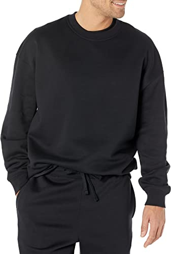 Amazon Essentials Men's Oversized-Fit Crewneck Sweatshirt (Available in Big & Tall), Black, L