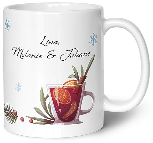 Tazza stampata con motivo natalizio – Ragazze vin brulé – Personalizzata con nome – Tazza per vin brulè come regalo per la migliore amica – Regali di Natale per lei – Colore bianco