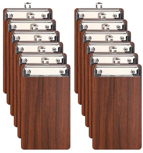 Porte-Blocs en Bois A6,12 Pièces Planchettes à Pince Avec Clip, Clipboard Porte-Formulaires