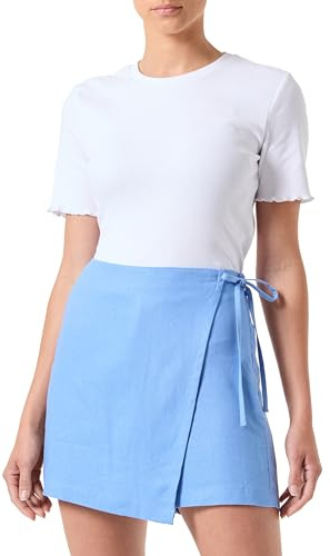 Jack & Jones Jxmary Linen HW Skort Pnt, Blu, M