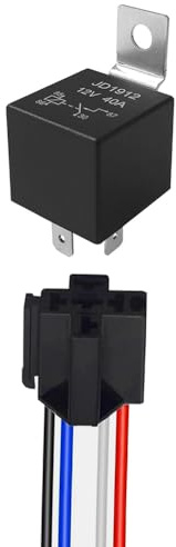 Aiqeer 4-Stifts Bilrelä, 12V 40A SPST Automotive Relay med Seleuttag och Förkopplad (Svart)