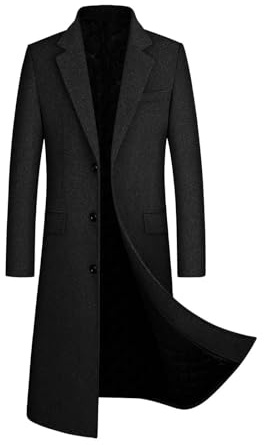 Abrigo hombre invierno, Sobretodo Mezcla de Lana Botón de Manga Larga Elegant Gabardina de Color sólido Abrigo largo Moda Slim fit Cortavientos caliente Chaquetas parka Blazer Outwear traje 2024