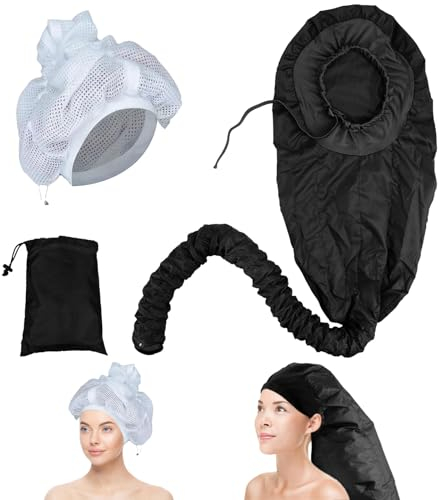 Dzmuero Gorro Secador de Pelo Térmico, Casco Con Red, Portátil, Tubo Largo para Secar, Calentar y Peinar