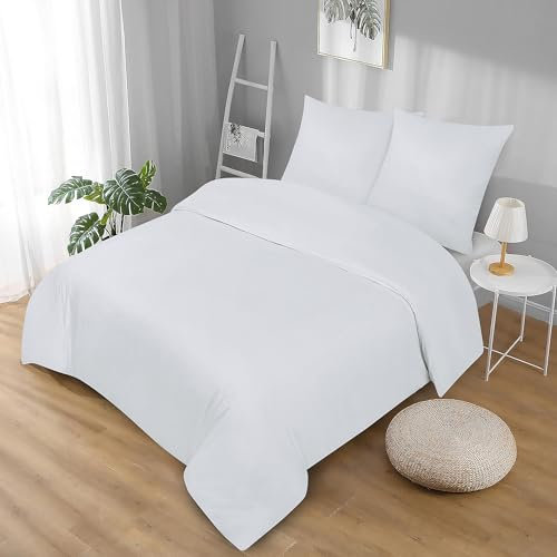 Softex Royal Baumwolle Bettwäsche 155x200 cm, 2 teiliges Bettwäsche Set, 2er Set mit 1 Kissenbezug 80x80 cm, Öko-Tex Bettwäsche Weiss, mit YKK Reißverschluss