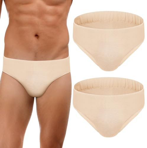 Bunnycool 2 Pcs Men's Full Seat Dance Belt Elastic Dance Underwear for Men Brief for Male Ballet Cosplay(Large)