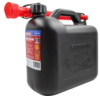 Faithfull 5 Litre Plastic Fuel Can - Black. Complies with: UN/16/1558/23