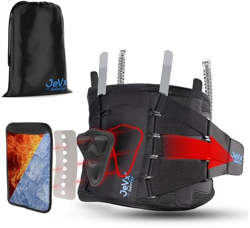 JEVX Faja Lumbar Hombre y Mujer Trabajo, con Soporte Biónico para Dolor de Espalda, (Bolsa Calor o Frío NO INCLUIDA), Deportiva, Cinturón Abdominal Transpirable, Lesión de Columna, Deporte Ciática XL