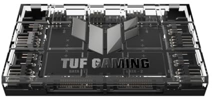 ASUS TUF Gaming ARGB PWM Lüfter Hub (6x Ports für PWM Gehäuselüfter und ARGB-Steuerung, 2x SATA-Stromanschlüsse, synchronisiert Kühlung und Lichteffekte, magnetische Befestigung, Stromanzeige)