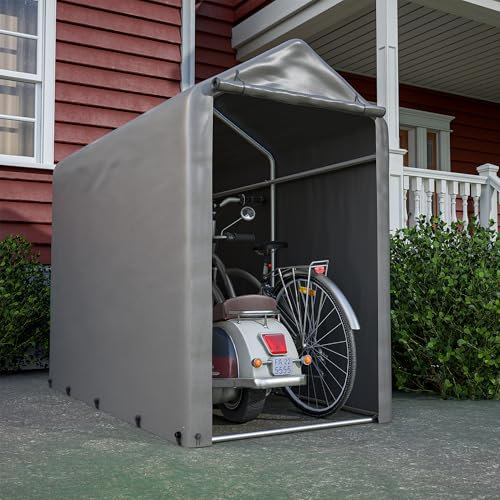 Thanaddo Fahrradgarage 100x187x160cm, Gartenschuppen Geräteschuppen Lagerzelt Carport Gerätezelt, Dunkelgrau