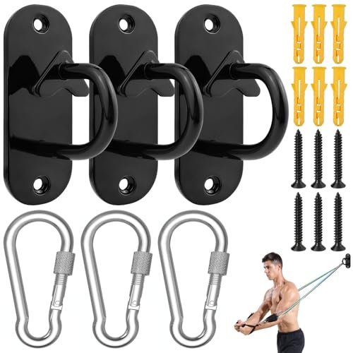 cersaty® 3 bandas de resistencia de pared para entrenamiento de fuerza, fitness, saco de boxeo, planta en maceta, columpios con 3 mosquetones de tornillo