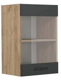 Vicco Küchenglashängeschrank R-Line, Glashängeschrank, Anthrazit Landhaus, 40 cm