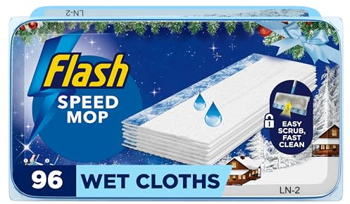 Flash Speedmop Floor Cleaner Wet Cloth Alpine Escape Refills, 96ct (24x4) Cloths, Fast Easy & Hygienic, Multi-Surface