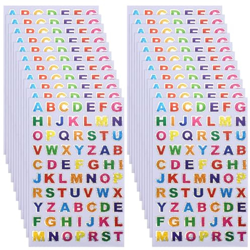1470 pezzi fogli di adesivi alfanumerici, adesivi per lettere lampeggianti, fogli di lettere dell'alfabeto, per decorazioni, regali, progetti fai da te, quaderni, scatole, ornamenti