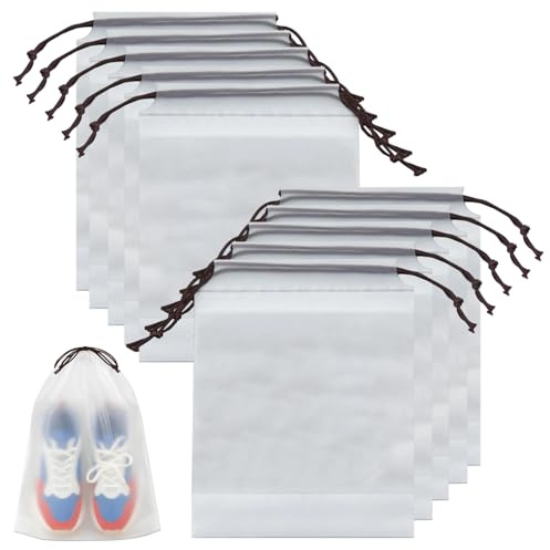 Sac à Chaussures Voyage, 10 Pièces 40x30cm - Housses Imperméables Anti-Poussière avec Cordon, Sac de Rangement pour Chaussures et Accessoires - Idéal pour Voyage et Stockage à Domicile