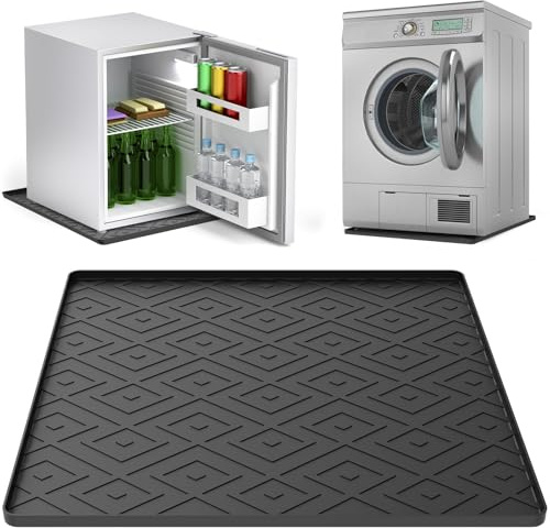 Mini Fridge Silicone Mat, 50x50cm Under Refrigerator Floor Protector Mat, Washing Machine Freezer Drip Tray, Silicone Pad Drip Pan Refrigerator, Prevents Appliance Leakage Dishwasher Safe