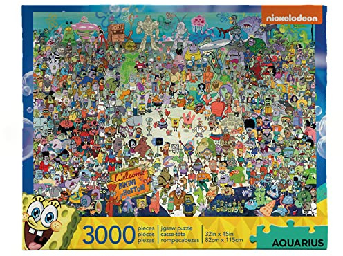 Aquarius Puzzle Bob l'éponge (Puzzle de 3000 pièces), Marchandises et Objets de Collection sous Licence Officielle Bob l'éponge, sans reflet, Ajustement précis, 81,3 x 114,3 cm