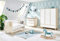 PINOLINO Kinderzimmer Babyzimmer komplett Set Flow breit groß, Kinderbett, breiter Wickelkommode und 3-türigem Schrank