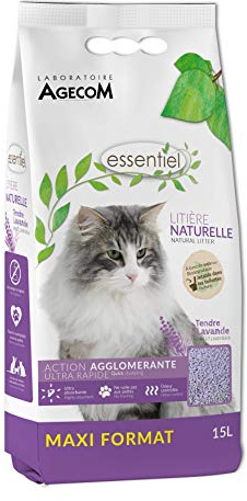 Agecom Litière végétale soja Essentiel à la Lavande 15 L
