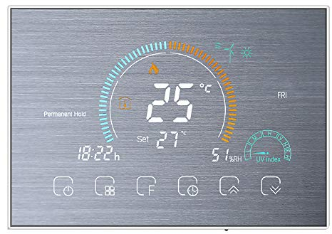 Irishom Termostato WiFi per Caldaia a Gas Controllo App Vocale/LCD Retroilluminato,Termostato Programmabile Compatibile con Alexa Google Home,BHT-8000-GC (Argento)