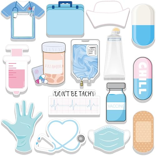15 Pads Mini Funny Nurse Sticky Notes CNA Gifts Nursing Essentials Medical Themed Mini Notes Assorted Pads Self Stick Cute Memo for Gifts Hospital