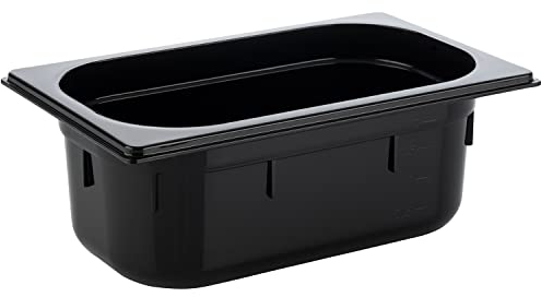 APS 82073 GN 1/4 Réservoir Gastronorm en polycarbonate, dimensions 265 x 162 mm/hauteur 100 mm/volume 2,5 litres, noir