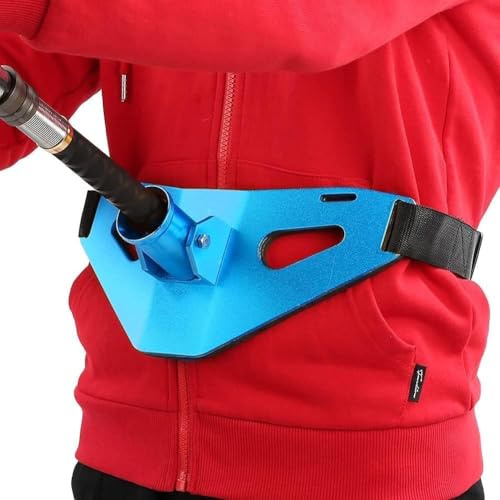 VBESTLIFE Cintura da Combattimento da Pesca, Cintura da Combattimento Regolabile in Lega di Alluminio Supporto per Canna da Pesca Imbottito con Giunto Cardanico (Blu)