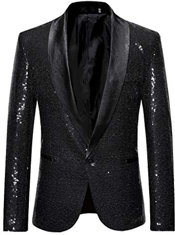Gefomuofe Veste à paillettes pour homme - Manteau à manches longues - Motif moderne - Blazer - Coupe droite - Simplicité - Décontracté - Mariage - Fête élégante