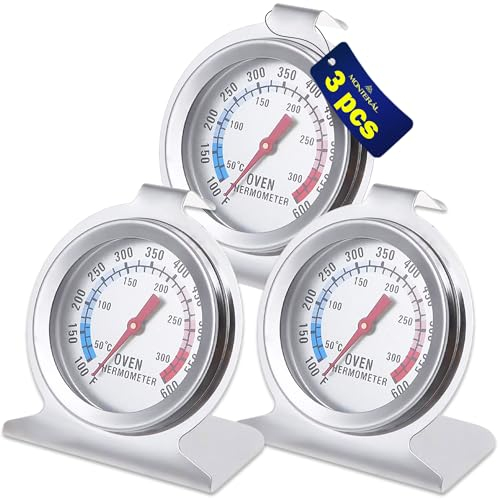 3 Pezzi - Termometro da Forno - Realizzato in Acciaio - da 0° a 300°C – Garanzia di 10 Anni - MONTERAL